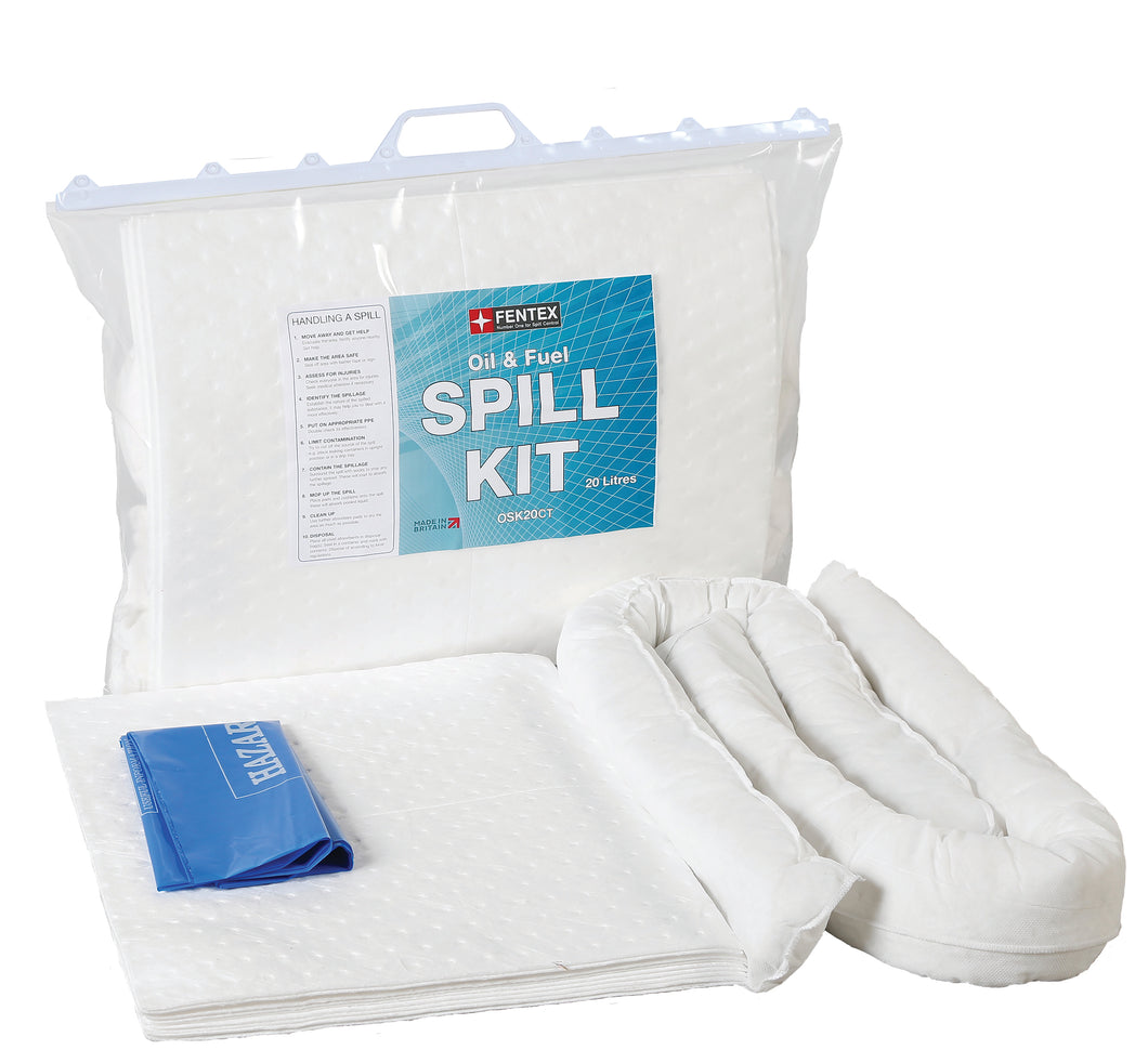 20L Oil & Fuel Spill Kit - Clip-Top Bag